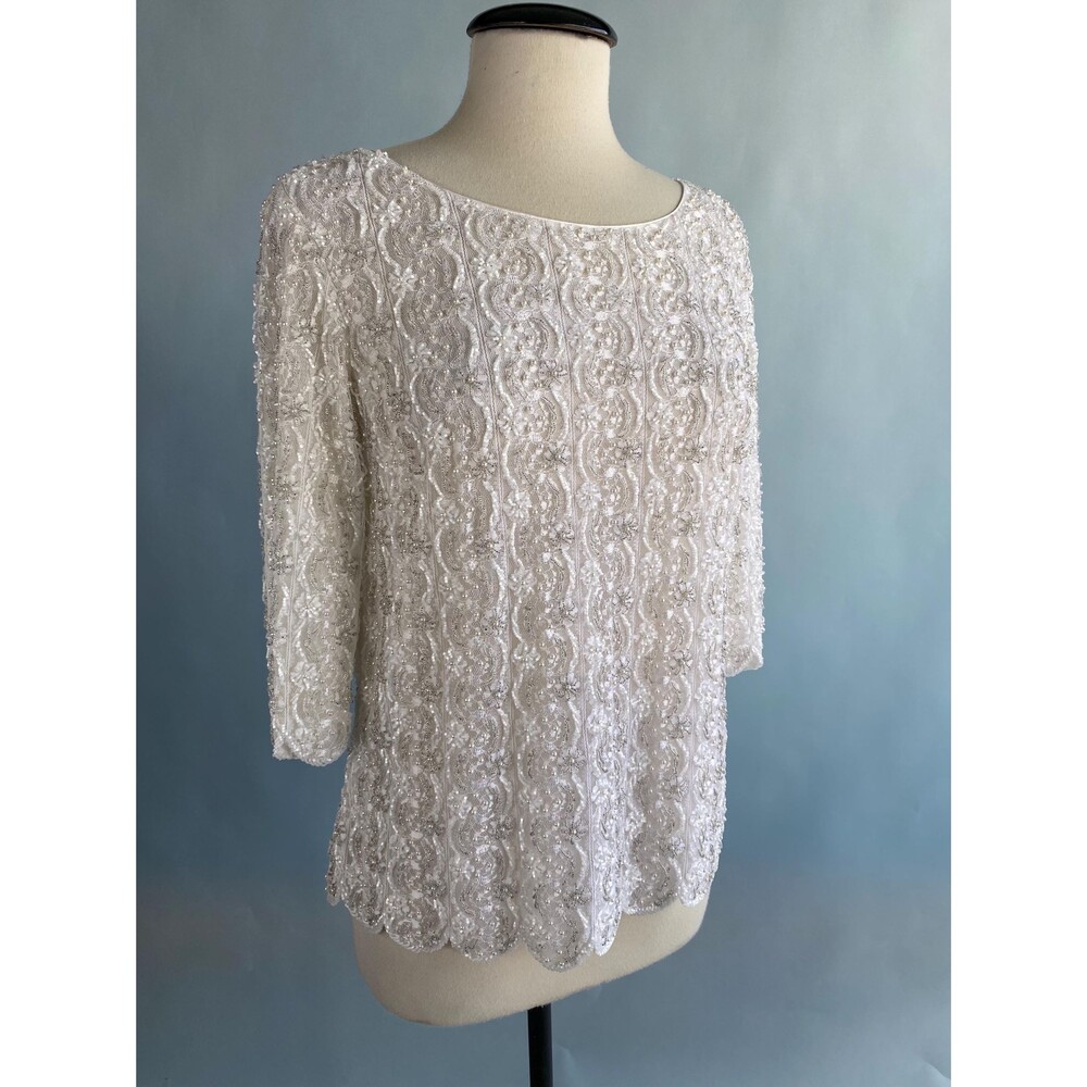 Vintage 1960’s Heavy Beaded White Lace Blouse